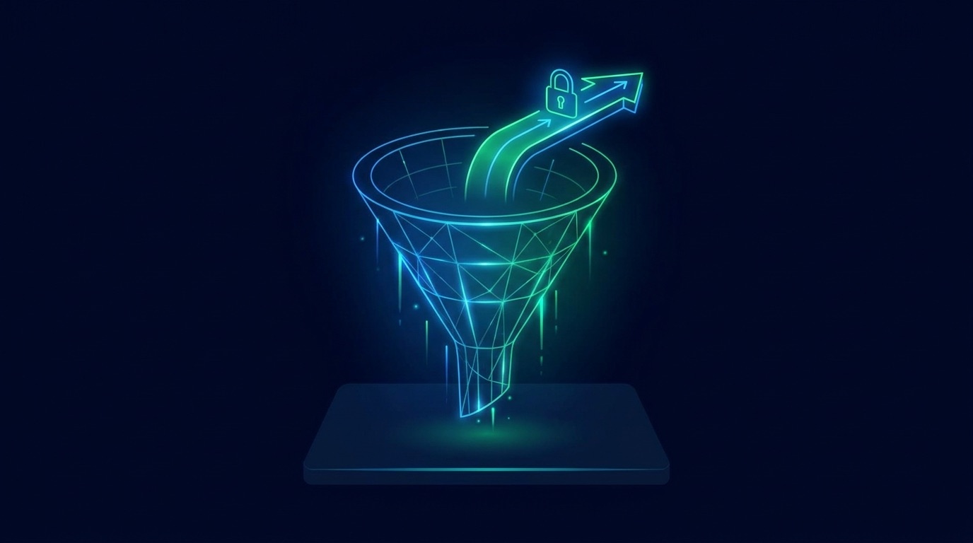 Rising conversion funnel with the checkout flow glowing