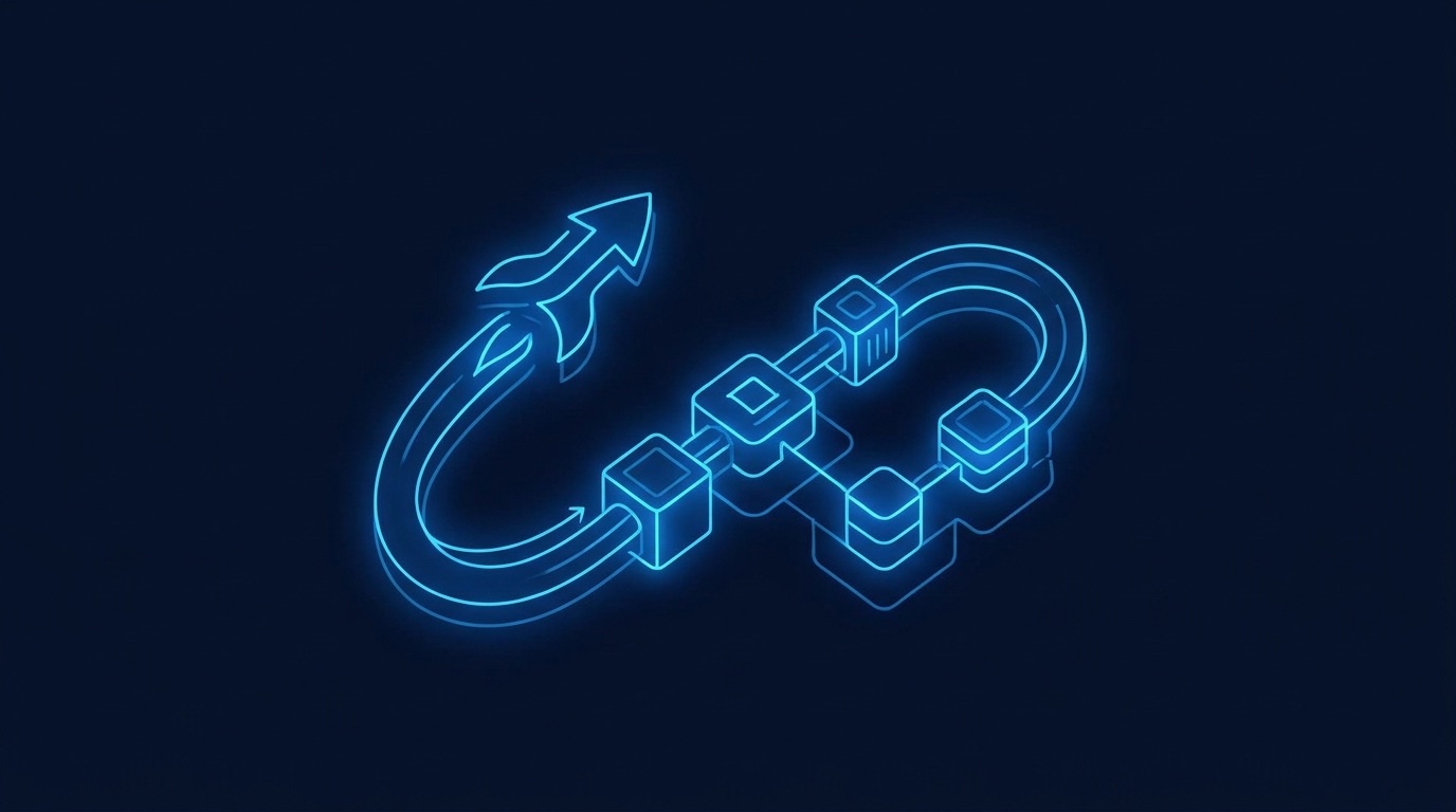 A streamlined mobile build pipeline with a rocket motif on a deep navy background