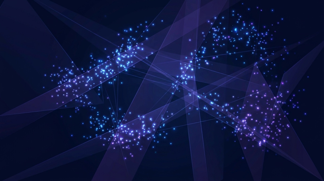 Abstract high-dimensional vector space with clustered glowing points in blue and violet