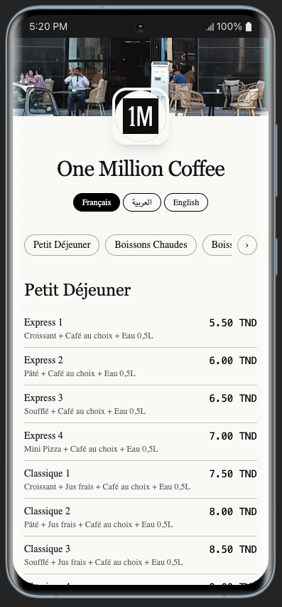 One Million Coffee app screenshot